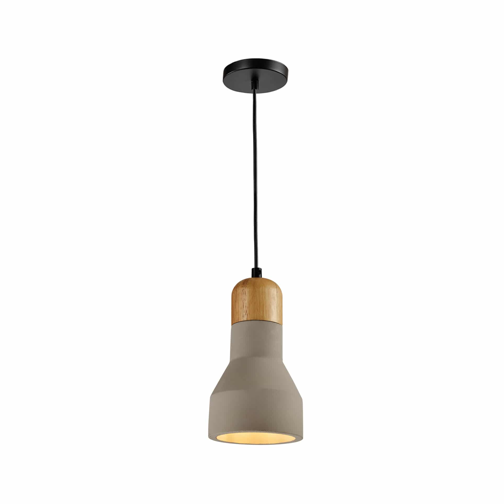 QUVIO Hanglamp modern - Bolvormig hout met beton - Diameter 11,5 cm