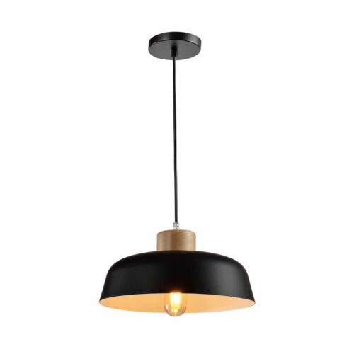 Hanglamp rond metaal hout