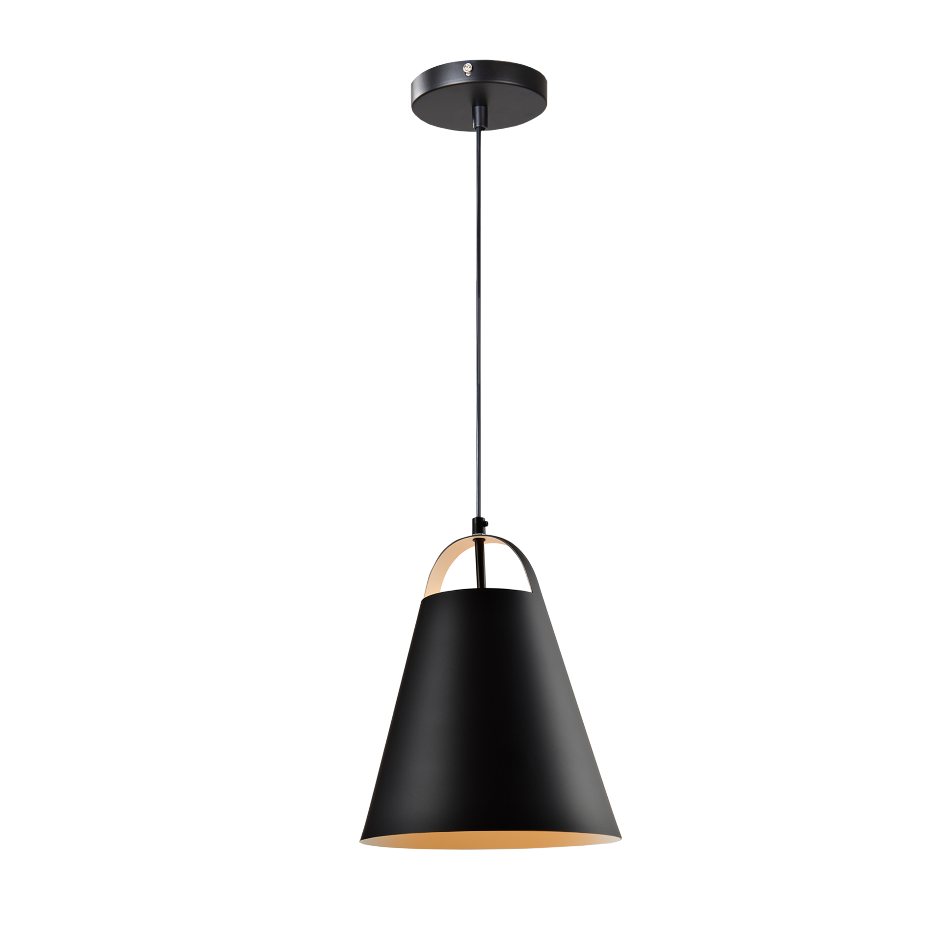QUVIO Hanglamp modern - Trechtervorm - Diameter 25 cm - Zwart
