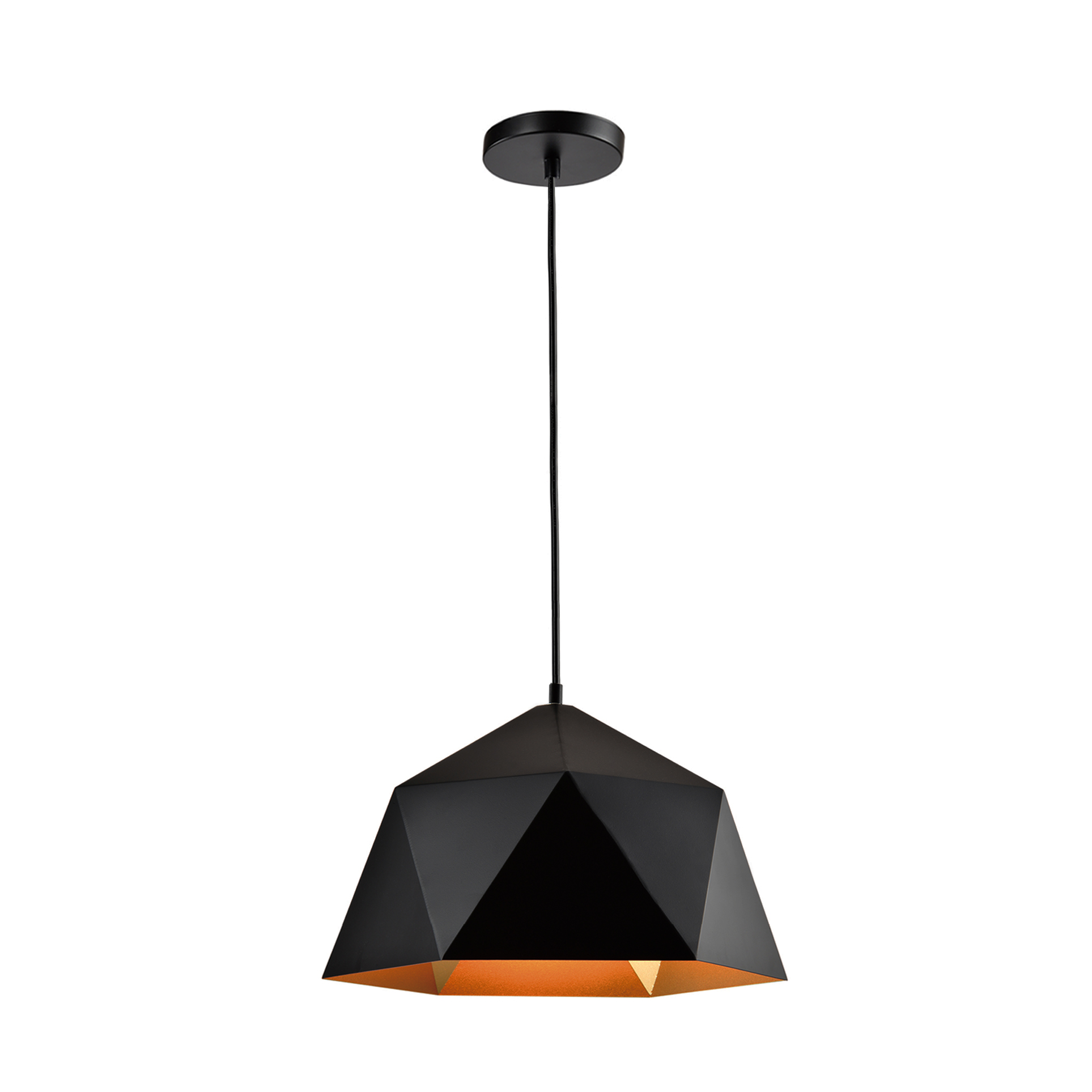 QUVIO Hanglamp modern - Hoekig design - Diameter 33 cm - Zwart