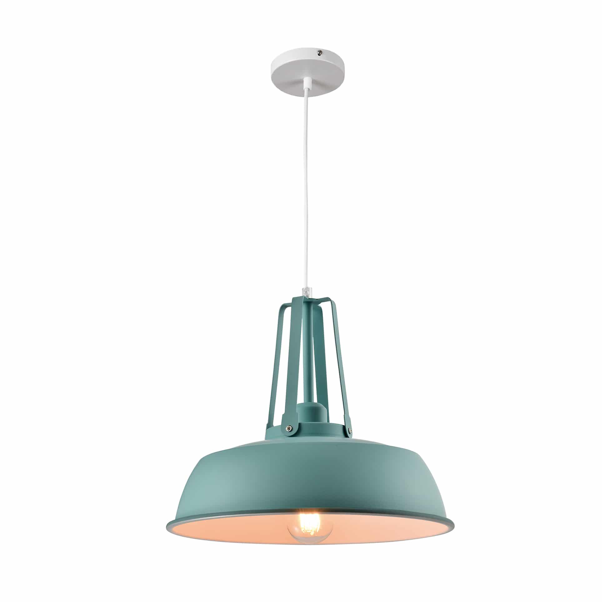 QUVIO Hanglamp industrieel - Bolvormige kap - Diameter 35 cm - Turquoise