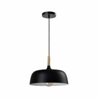 Zwarte hanglamp met witte binnenkant met een modern design