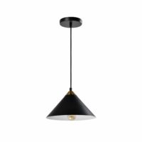 Zwarte hanglamp met gouden kop in kegelvorm