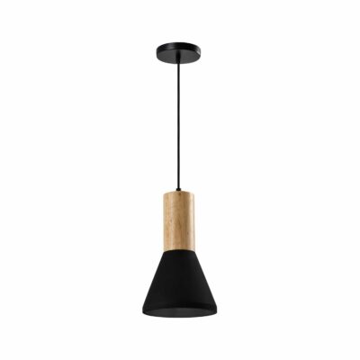 Betonnen lamp met houten kop