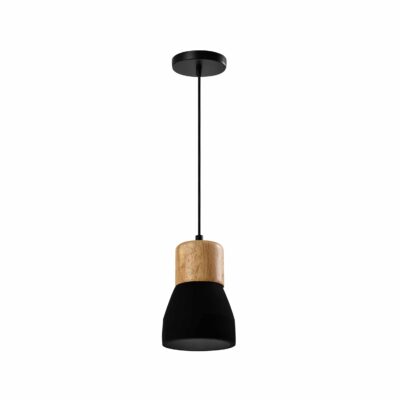 Landelijke hanglamp met houten kop en een diameter van 13 cm