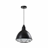 Hanglamp industrieel zwart met stalen rooster