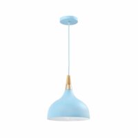 Lichtblauwe retro hanglamp met een simplistisch design