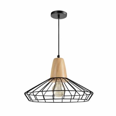 Zwart met houten verlichting