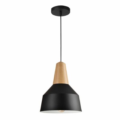 Scandinavische verlichting zwart met hout