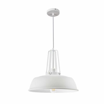 Industriële hanglamp in het wit met een diameter van 35 cm