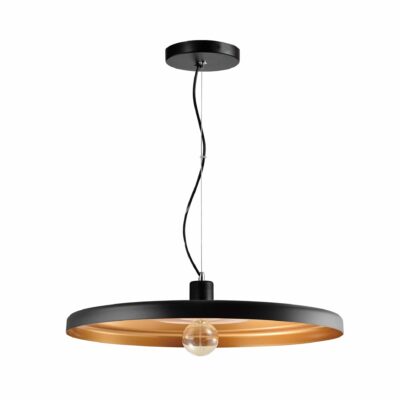 Zwart moderne hanglamp met gouden binnenkant