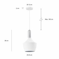 Afmetingen van de verlichting in het wit met een diameter van 25 cm