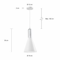 Afmetingen van de kegelvormige hanglampen in moderne stijl met zilveren bovenkant