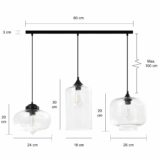 Afmetingen retro glazen vormen lampen set van 3