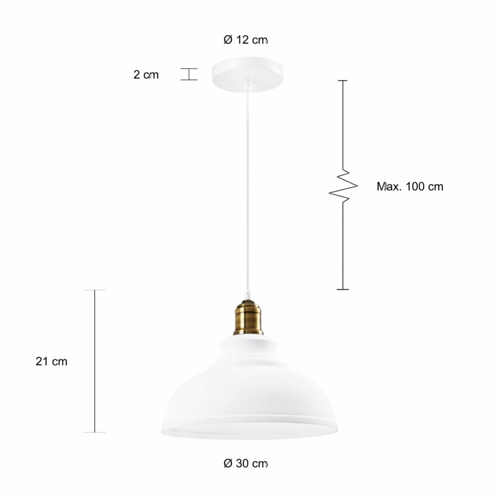 Afmetingen van de witte lamp
