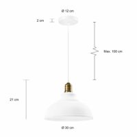 Afmetingen van de witte lamp