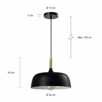 Specificaties van de lamp met afgeronde hoeken in het zwart