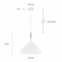 Specificaties van de wit bolvormige hanglamp