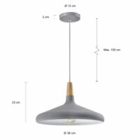 Afmetingen lage grijze lamp