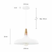 Afmetingen van de witte retro lamp voor aan het plafond