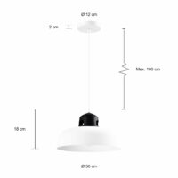 Witte hanglamp met zwart bovenstuk