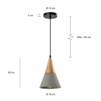 Afmetingen van de landelijke grijze hanglamp