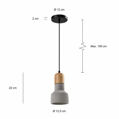 Kleine hanglamp met houten kop