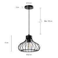 Afmetingen van de zwarte hanglampen