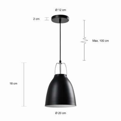 Industriële lamp met witte binnenkant en ijzeren kop
