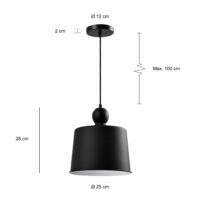 Afmetingen van de zwarte hanglamp met vintage design