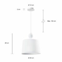 Afmetingen van de witte hanglamp met vintage design