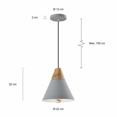 Afmetingen van de Scandinavische kegel lamp