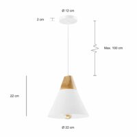 Afmetingen van de wit met houten lamp