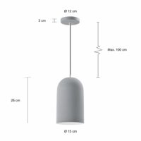 Afmetingen van de kokerlamp met een diameter van 15 cm