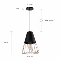hanglamp rose gold en zwart afmeting