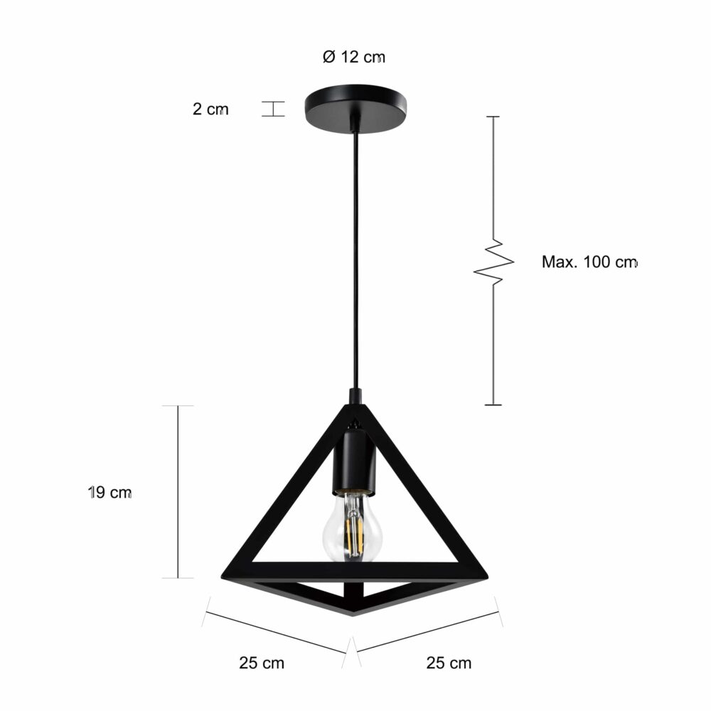 Afmetingen van de driehoek verlichting