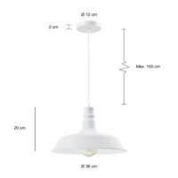 Maten van de witte vintage lamp