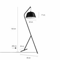 afmetingen van de zwart staande lamp