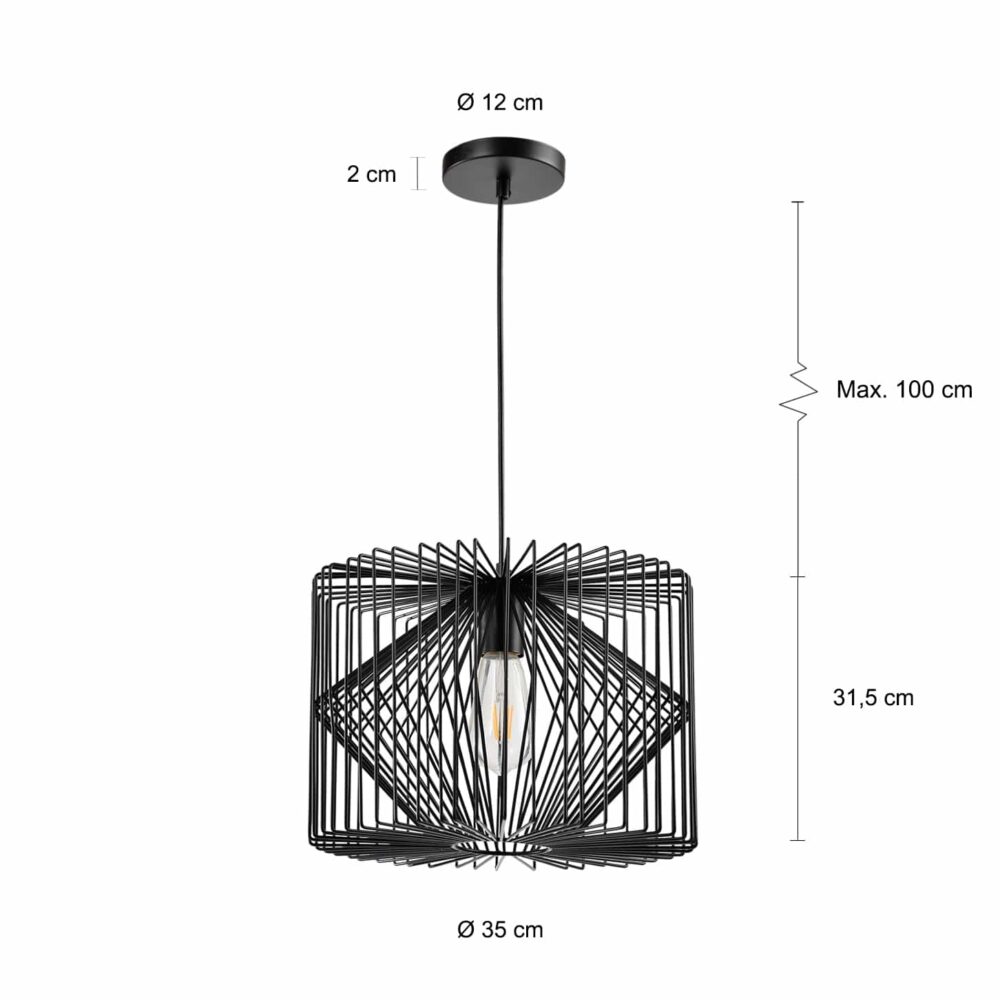 Cilindervorm lamp in het zwart
