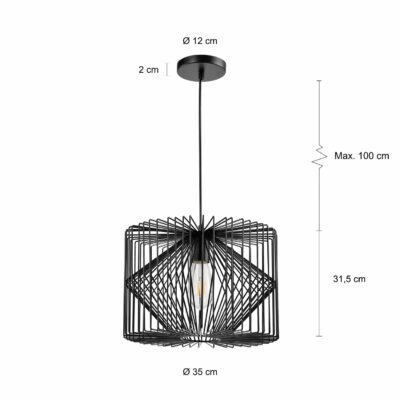 Cilindervorm lamp in het zwart