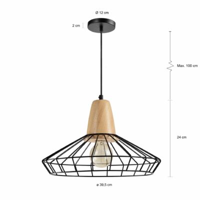 Draadstalen lamp met een diameter van 39,5 cm