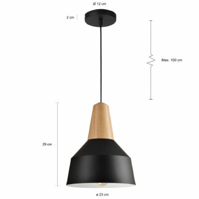 zwarte lamp met 1 meter lange snoer