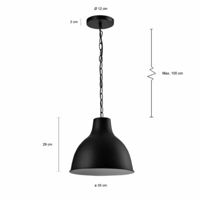 Afmetingen hangende stalen ketting verlichting