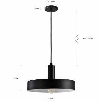 Zwarte retro lampen met platte vorm
