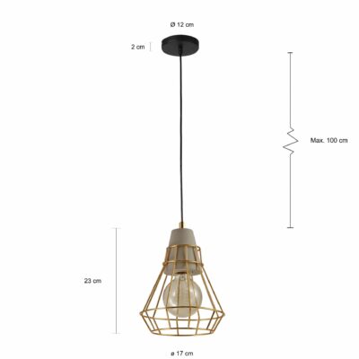 Betonnen hanglampen met gouden draad