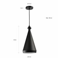 Zwarte verlichting met een diameter van 20 cm