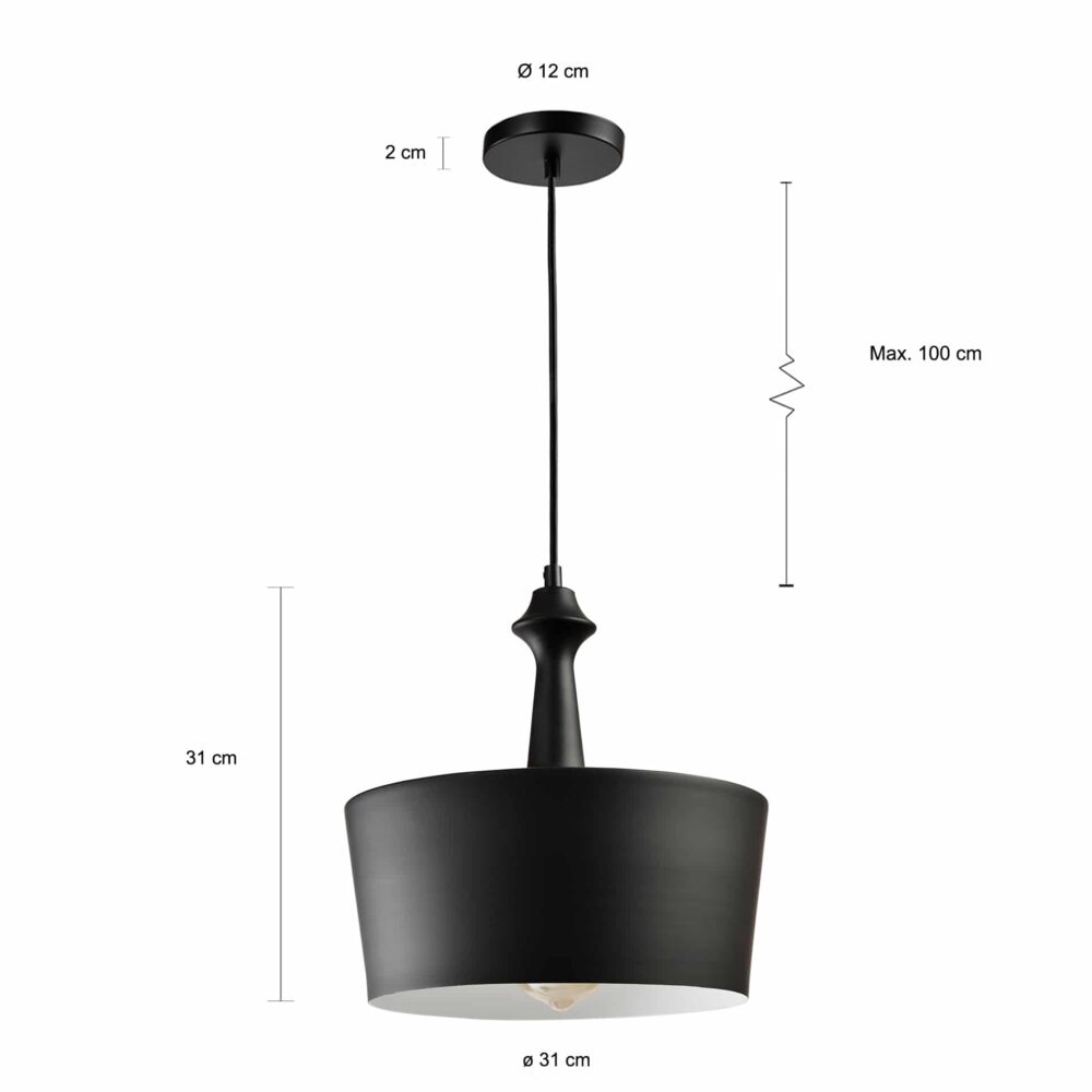 Verlichting met een metalen kap van 31 cm