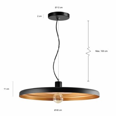 Zwarte lamp voor aan het plafond