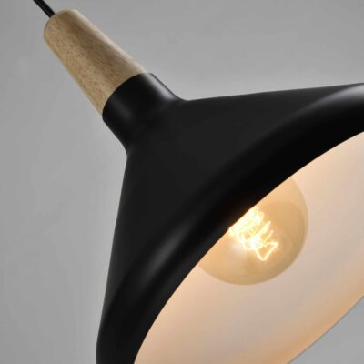 Hanglampen in het zwart en hout