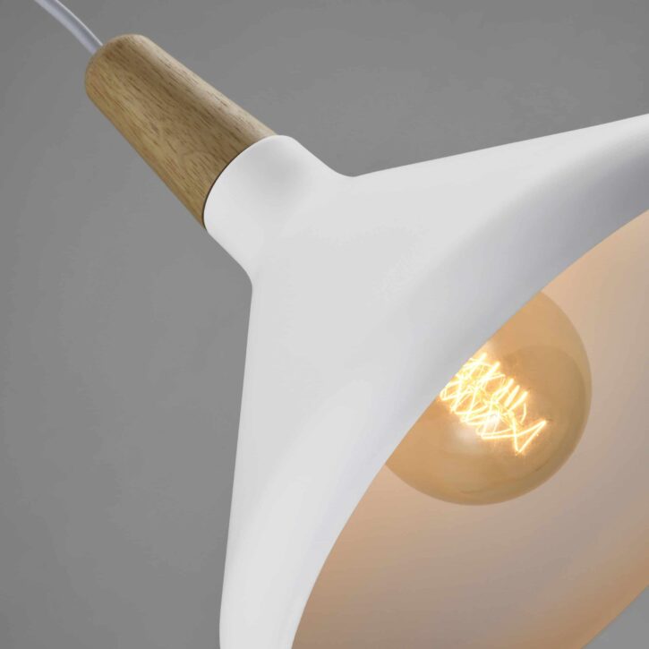 Hoog design witte hanglamp met hout